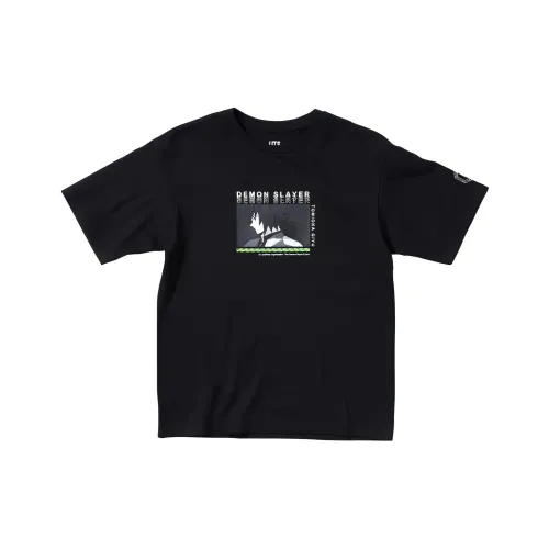 UNIQLO Рукав с оборванным плечом T-рубашка Женская Черная