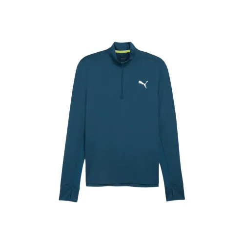 PUMA Run Favourite Quarter Zip Бег Топ Мужская Тренировочная Одежда Синий
