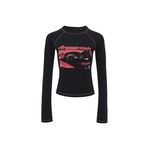 Ariseism Длинный рукав Т-рубашка Женская Черная