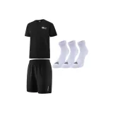 Черная рубашка с короткими рукавами + черные шорты + белые спортивные повседневные носки, упаковка из 3 пар