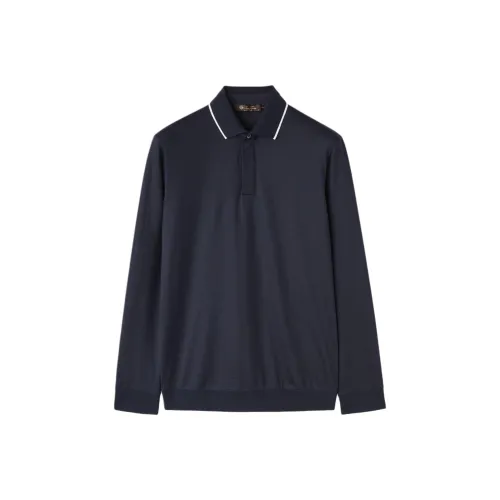 Loro Piana Мужская поло морского синего цвета