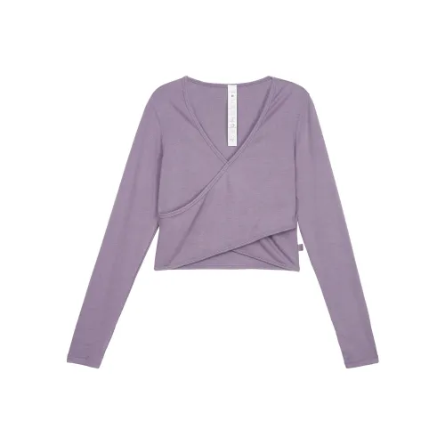 lululemon Wrap Передняя часть Комплект в рукаве T-рубашка Женская Фиолетово-серый