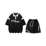 Комплект одежды (Черная короткая рукавная рубашка + черные шорты)