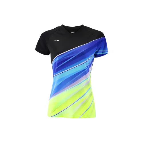 LINING Badminton series Женские T-рубашки черного цвета