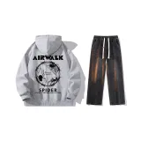 Комплект одежды (Серый топ Фотиния + Черные джинсы)