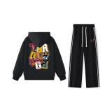 Черный свитшот + черные штаны D619