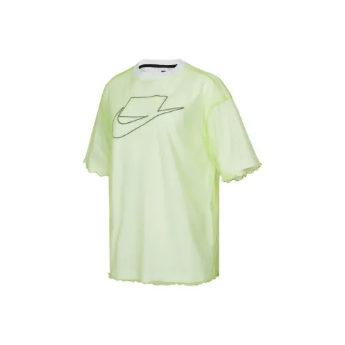 Nike Рукав с оборванным плечом T-рубашка Женская Желтая