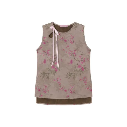 UNVESNO Китайский стиль Персик Женские Майки