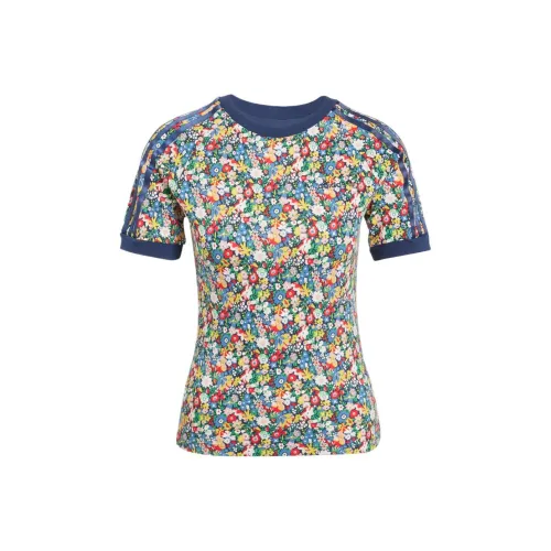 Adidas Originals X LIBERTY Лондон Рукав реглан T-рубашка Женская Многоцветная Полуночный индиго