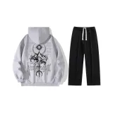 Комплект одежды (Серый свитшот + Черные штаны)