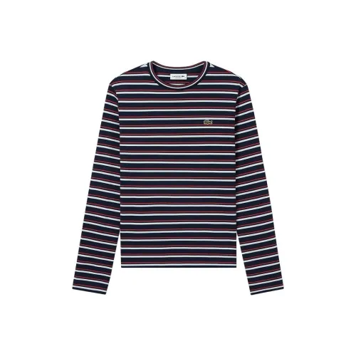 Рубашка LACOSTE Collaboration SS25 T Женская Красная Белая Темно-Синяя Полосатая