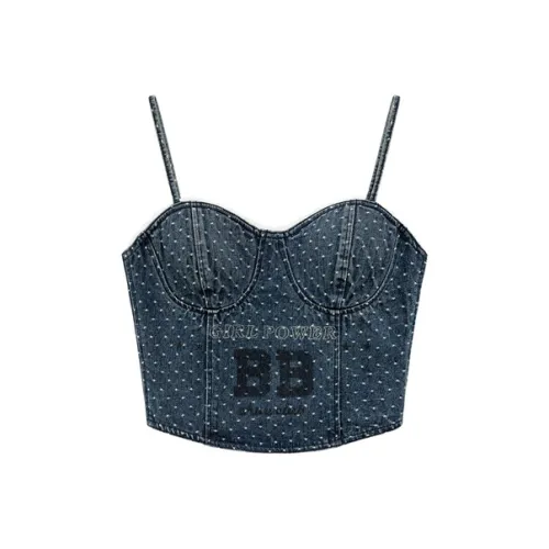 CHUU Темно-синие джинсовые женские майки