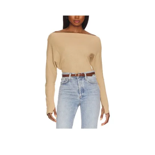 FREE PEOPLE Верблюжий Женские Короткие Топы