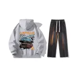 Комплект одежды (Серый топ Фотиния + Черные джинсы)