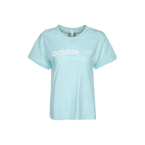 ADIDAS NEO Рукав с оборванным плечом T-рубашка Женская Синяя