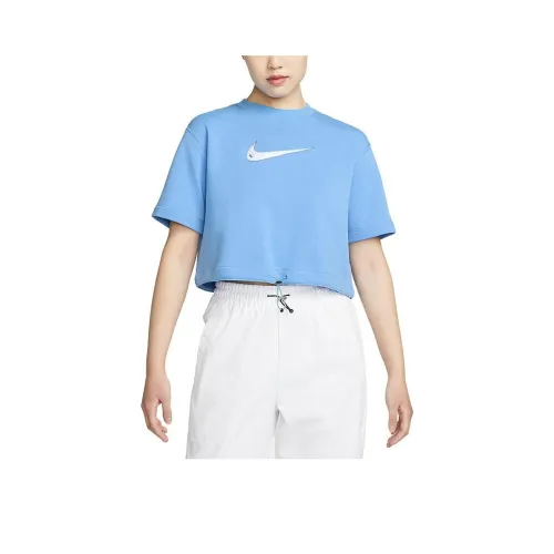 Nike Рукав с оборванным плечом T-рубашка Женская Синяя