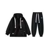 Флисовая подкладка, термический черный свитшот комплект