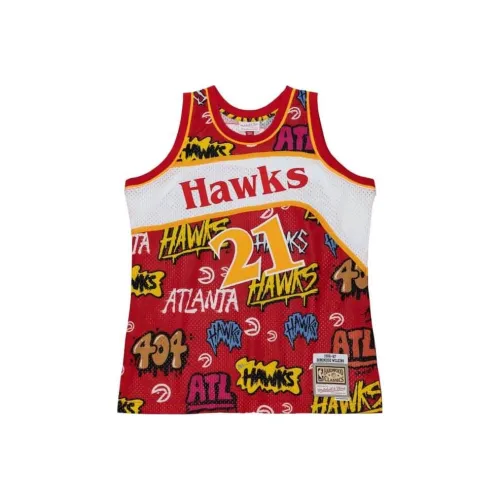 Mitchell Ness Красный Унисекс Баскетбольная Джерси