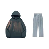 Set (Dark Gray Top + Blue Mud Jeans)  
Комплект (Темно-серый топ + синие джинсы цвета грязи)