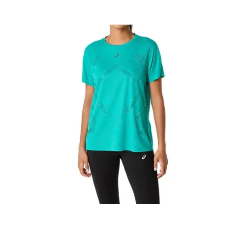 Asics Metarun Рукав реглан T-рубашка Женская Зеленая