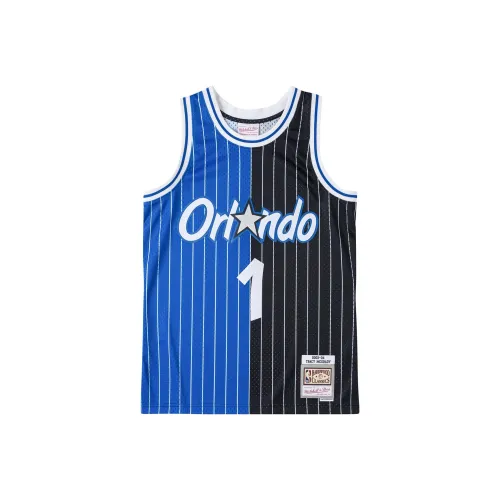 Mitchell Ness Черный Синий Мужская баскетбольная футболка