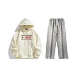 Комплект одежды (Абрикосовый свитшот + Светло-синие джинсы)