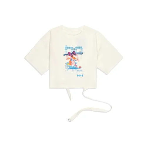 Подкладка Li NING X League Of Legends Pool Party Co Branded Series Рукав с оборванным плечом Рубашка Женская Экрю