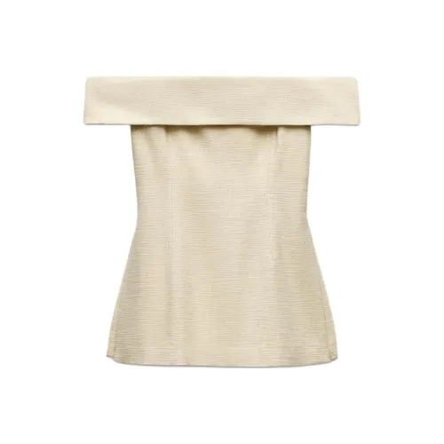 ZARA Майка Женская Светлый Бежевый