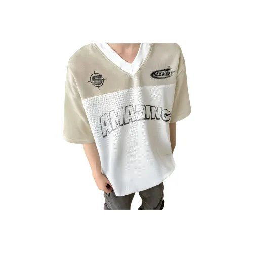 BEAR UNION Рукав с оборванным плечом T-рубашка Унисекс Абрикос