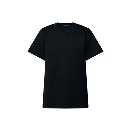 LOUIS VUITTON Однотонный Круглый вырез Пуловер Короткий рукав Т-Рубашка Женская Черная