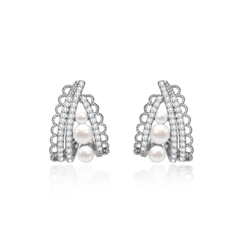 ZANC Alloy Artificial Pearl Zircon Earrings Women's
