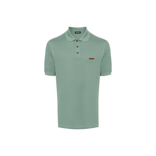 Ermenegildo Zegna Зеленая Мужская Рубашка с Коротким Рукавом