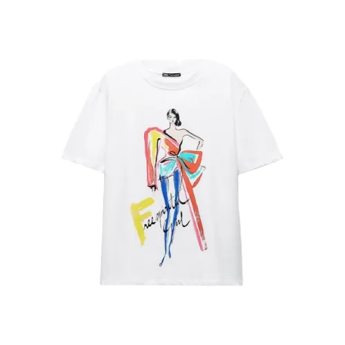 ZARA Белый/Красный Женские Футболки