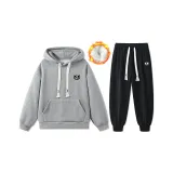 Флисовая подкладка, термический серый свитшот комплект