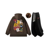 Флисовый свитшот с подкладкой, термический комплект - кофейный