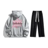 Комплект одежды (Свитшот серого цвета Фотиния + Черные джинсы с эффектом вымытого)