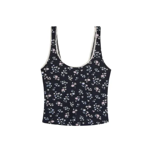 Hollister Майка Женская Морской Синий С принтом по всей поверхности