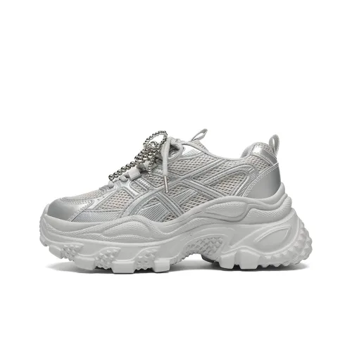 ZHR Кит Обувь Амортизация Устойчивый к истиранию Дышащий Легкий Низкий верх Толстая подошва Женские Серебряный