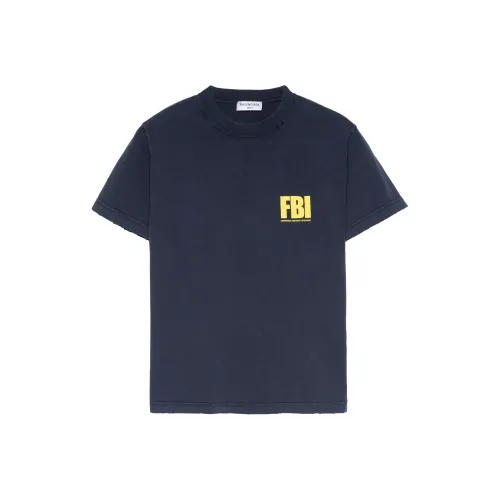 Balenciaga SS22 Рукав с оборванным плечом T-рубашка Женская Морской синий