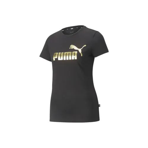 PUMA Essentials+ Metallic Logo T-Shirt Женская Черная