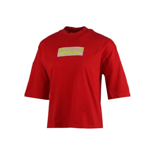 Adidas Рукав с спущенным плечом T-рубашка Женская Красная