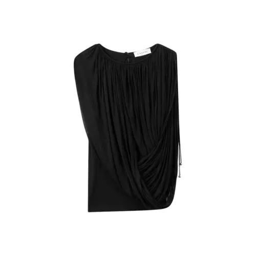 Lanvin Однотонная Плиссированная Асимметричная Безрукавная Рубашка Женская Черная