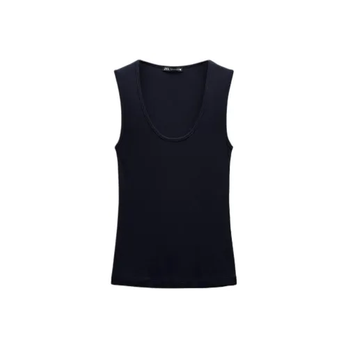 ZARA Морской синий Женские Майки
