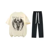 Комплект одежды (Абрикосовый топ + Черные 2657 повседневные штаны)