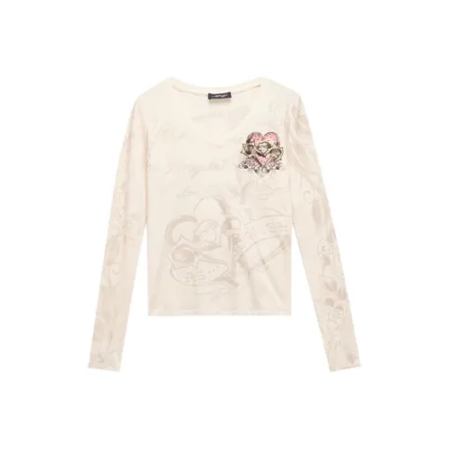Ed Hardy Слоновая кость Женские Футболки