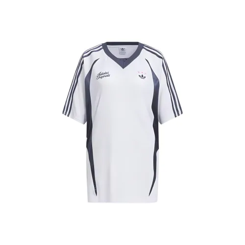 Adidas Originals Sportlife Реглан-рукав Т-рубашка Женская Синяя Белая