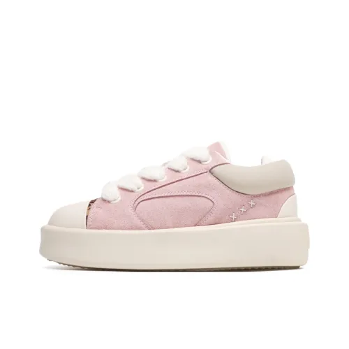 Hong Kong Meng Slip-resistant Abrasion-resistant Breathable Low-Top Skateboard Shoes Unisex Pink Hong Kong Meng Противоскользящие Износостойкие Дышащие Низкие Кроссовки для Скейтбординга Унисекс Розовые