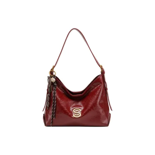 PAYOT Microfiber Synthetic Leather Shoulder Bag Standard Women's Burgundy