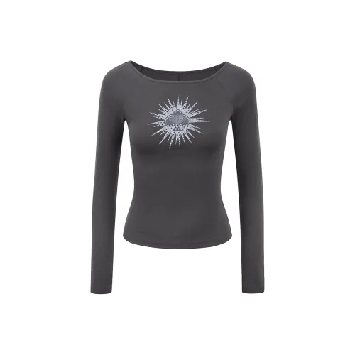 Ariseism Стандартный дизайн Driven Off The Плечо Длинный рукав Рубашка Весна-осень Новинка Облегающий крой Топ Женский