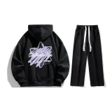 Комплект одежды (Черный свитшот + Черные джинсы с эффектом стирки)